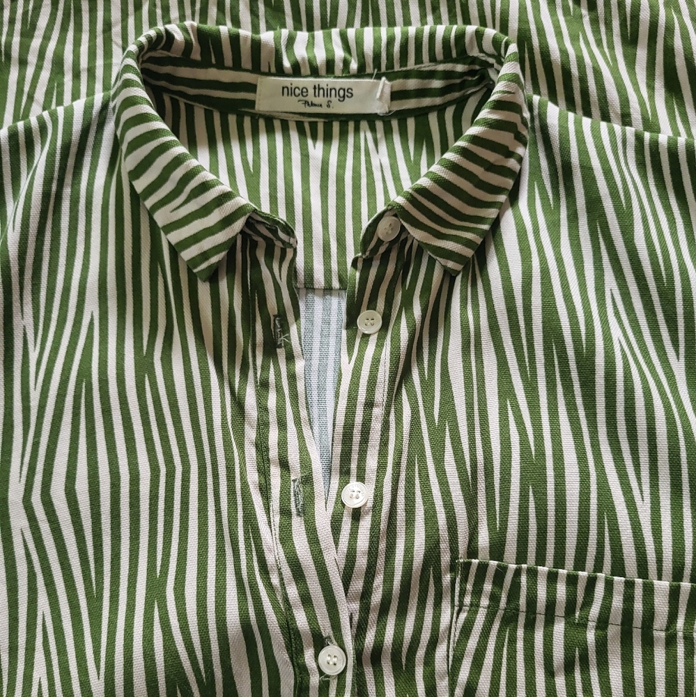 Nice Things Paloma S Printed Shirt Dress Green Size 10 - Picture 8 of 8